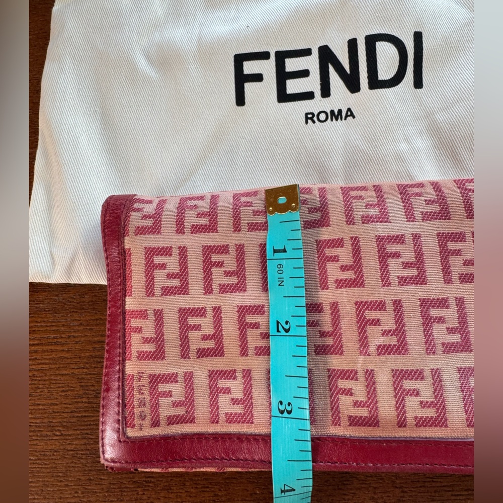 FENDI Vintage Zucca Red and Tan Canvas Snap Wallet W/Dust Bag - Picture 15 of 15